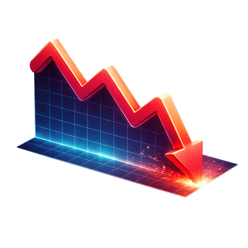 Marktrisiko-Analyse mit rotem Abwärtstrend als Symbol für die Volatilität im Retail Trading